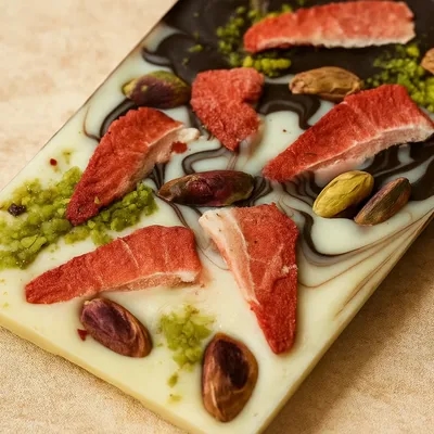 شکلات پسته و توت فرنگی وگان